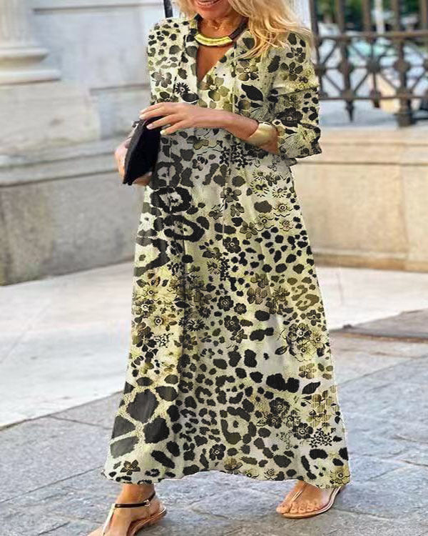 Damen Maxikleid mit trendigem Leopardenmuster und elegantem Wickeldesign Drune
