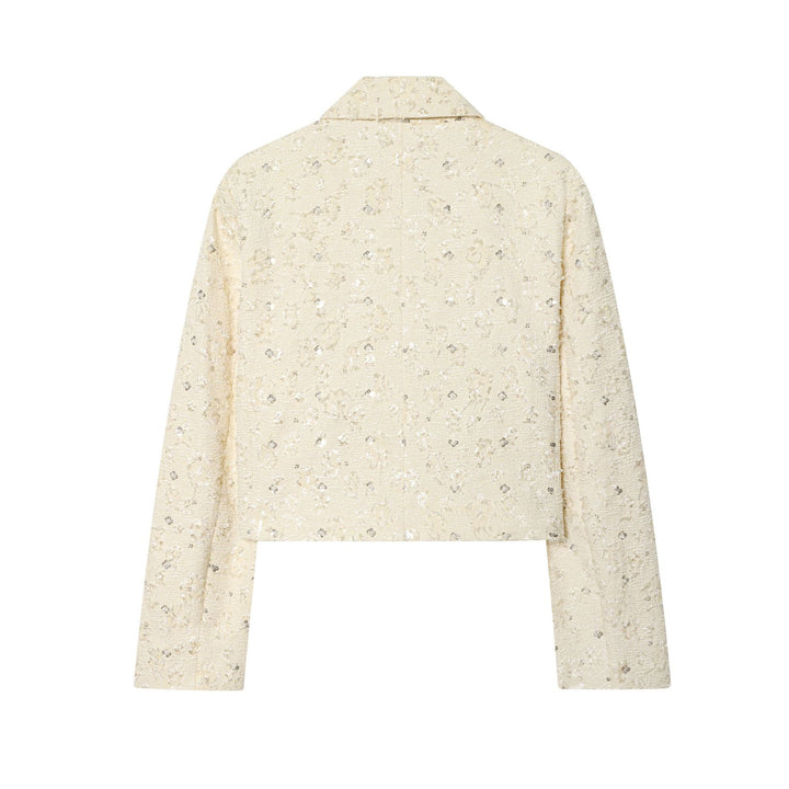 Damen Kurzer Bouclé-Blazer mit Paillettenbesatz und Reverskragen Drune