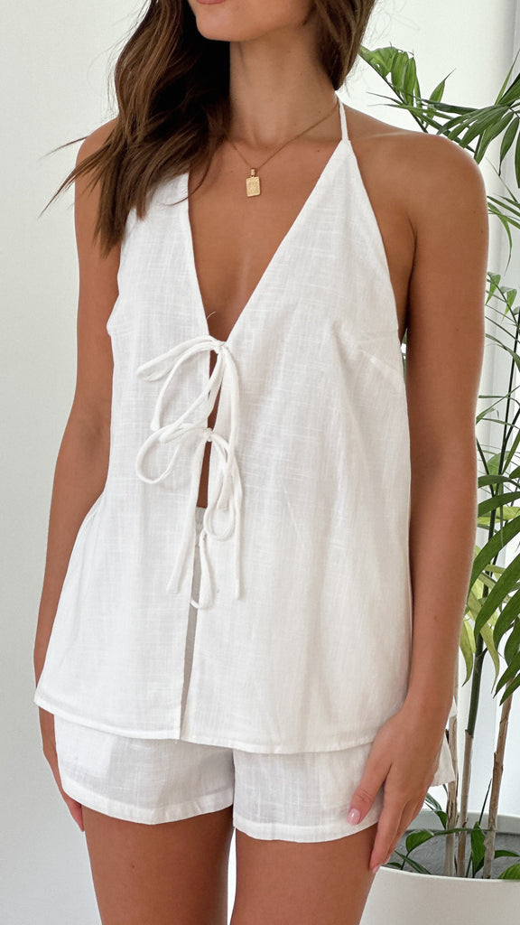 Damen Zweiteiliges Set mit tiefe V-Ausschnitt Top und kurzen Shorts Drune