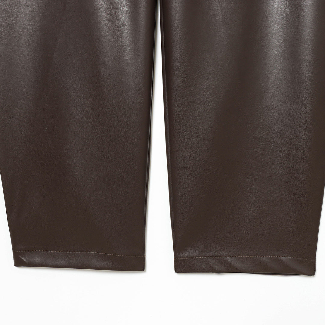 Damen nan weite Highwaist Cropped-Lederhose mit Five‑Pocket und geradem Bein Drune