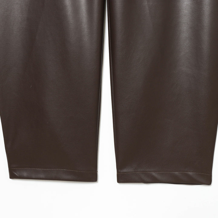 Damen nan weite Highwaist Cropped-Lederhose mit Five‑Pocket und geradem Bein Drune