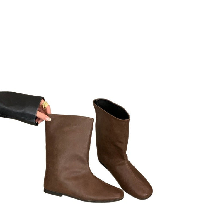 Damen Modische Stiefel ohne Schnürung Drune