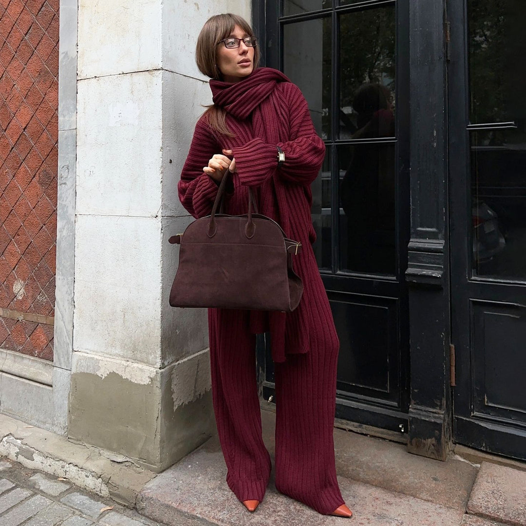 Damen Luxuriöses Strickensemble mit weitem Schnitt Drune