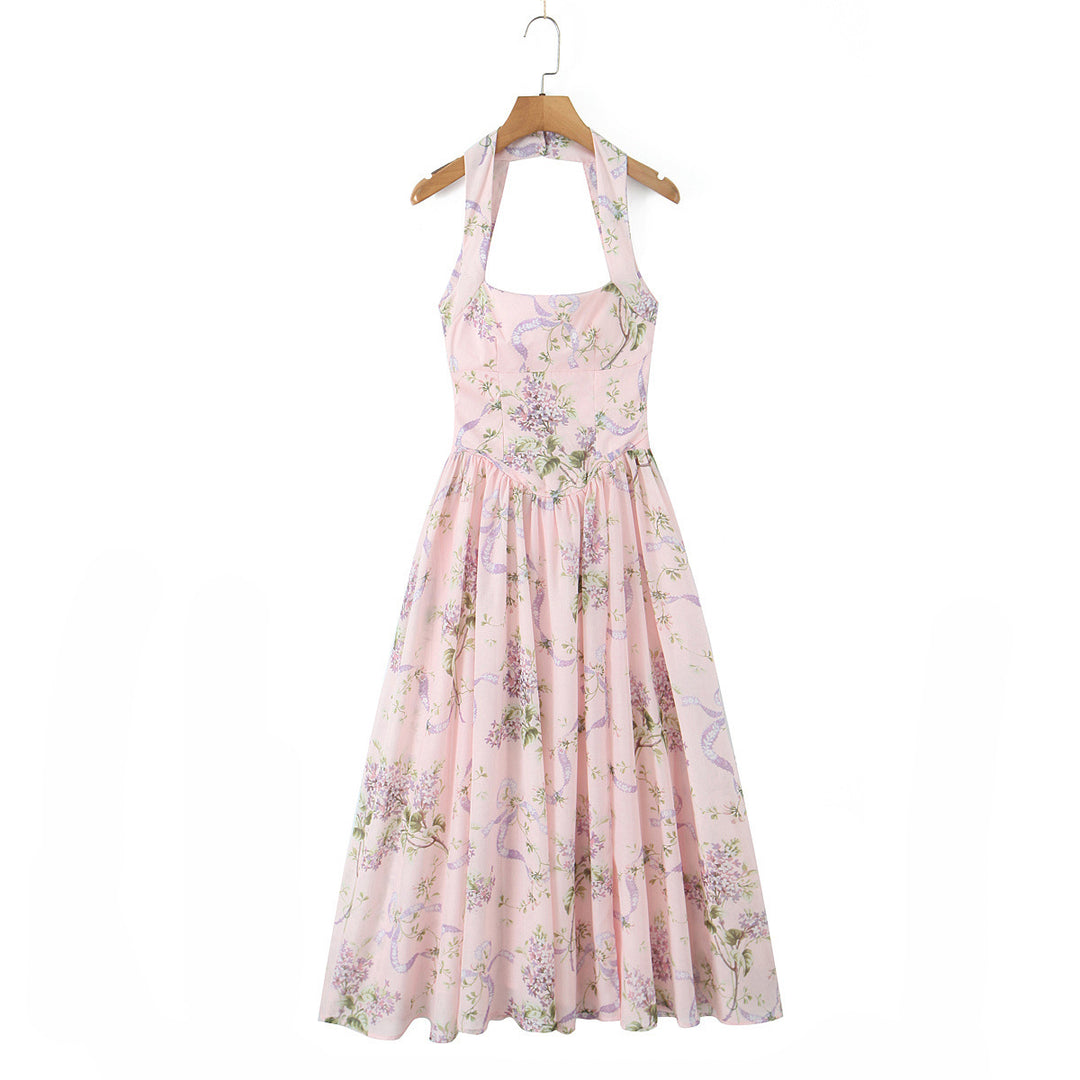 Damen Blumiges Maxikleid mit halterlosem Ausschnitt Drune
