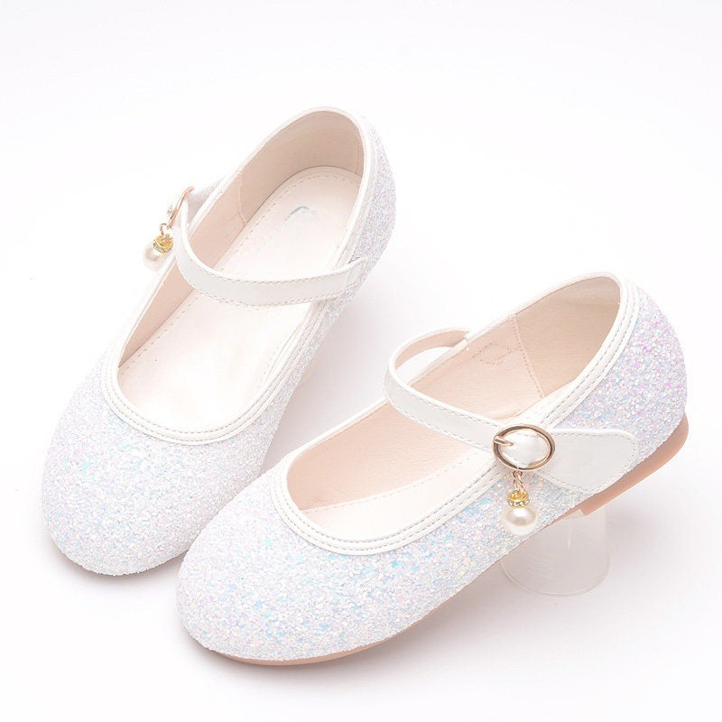 Mädchen Glitzernde Ballerinas mit Riemchen und Perlenapplikation Drune