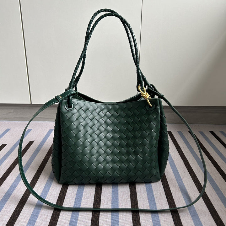 Damen Woven Leather Tote Bag mit verstellbarem Schultergurt Drune