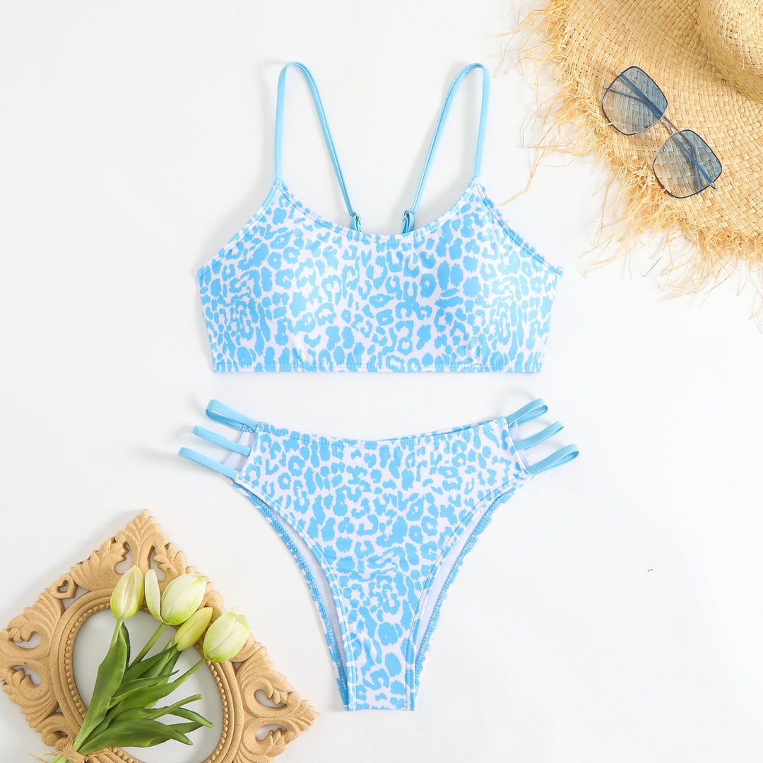 Damen Triangel-Bikini mit aufregendem Leopardenmuster und sportlichen Details Drune