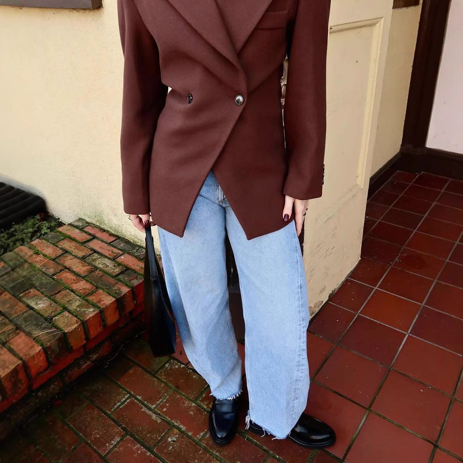 Damen elegante Blazerjacke mit doppelt geknöpften Details Drune