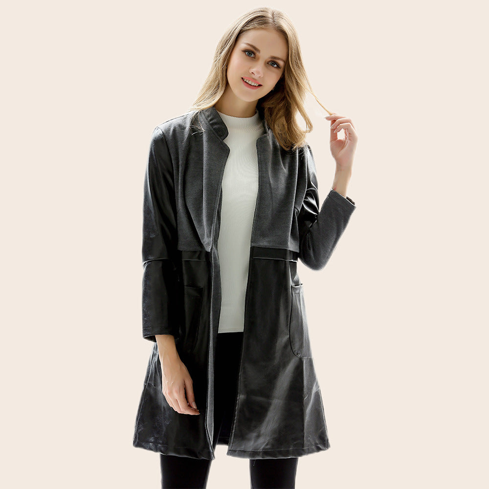 Damen Elegante und leicht taillierte Kunstlederjacke Drune