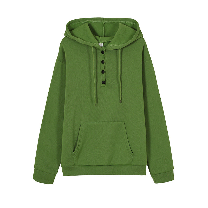 Damen Kapuzenpullover mit Knopfdetails und praktischer Kängurutasche Drune