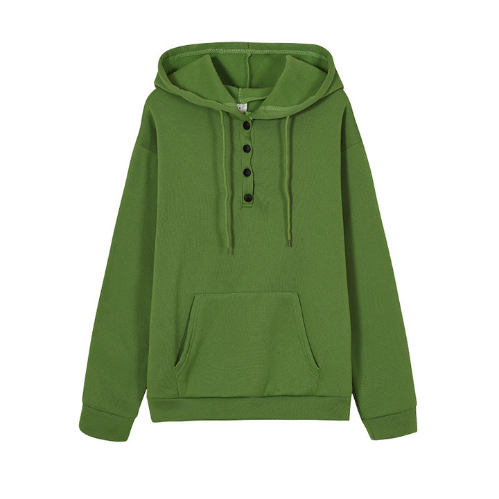 Damen Kapuzenpullover mit Knopfdetails und praktischer Kängurutasche Drune