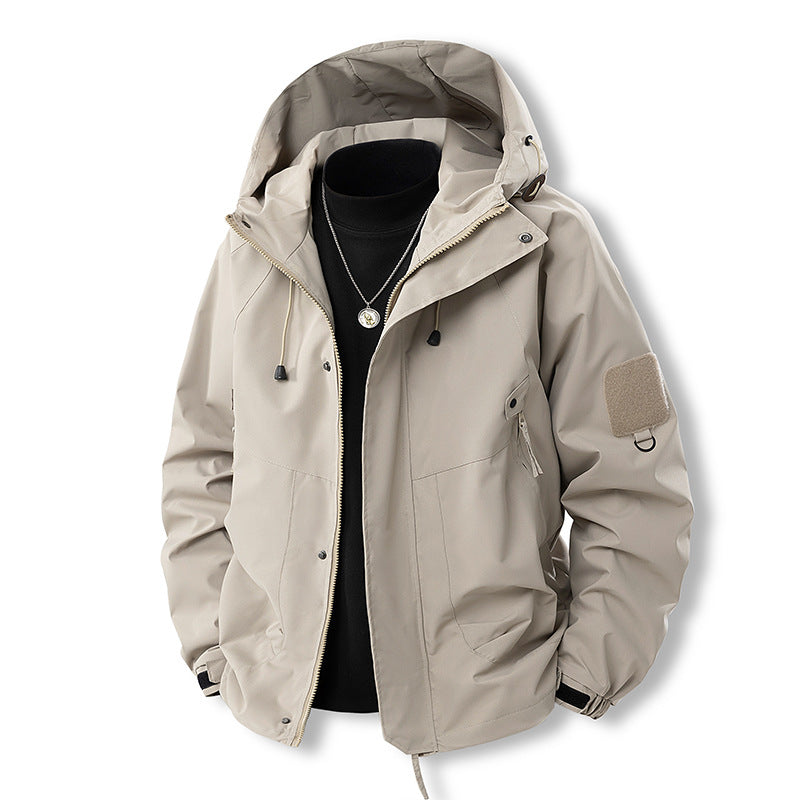 Herren Wetterfeste Outdoor-Jacke mit verstellbarer Kapuze