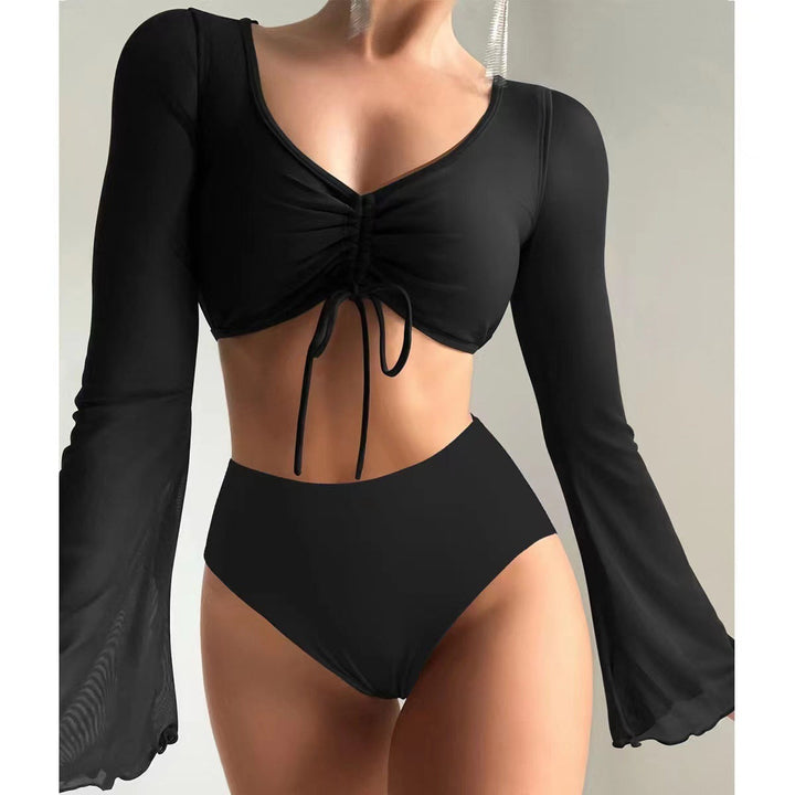 Damen Hochgeschnittener Bikini mit transparenter Blusenoberteil Drune