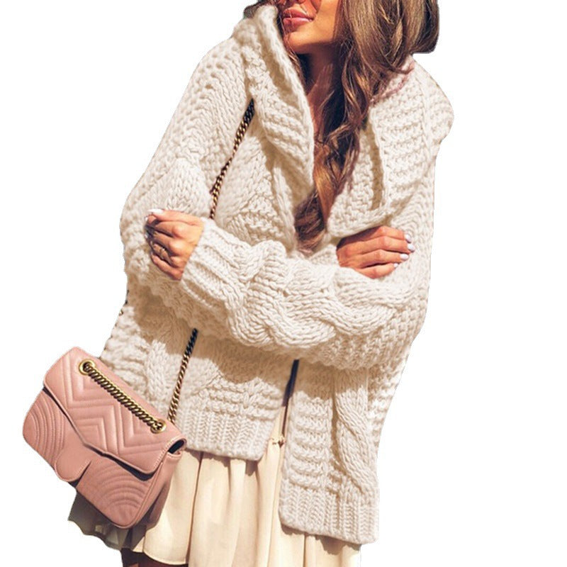 Damen Grobstrickjacke im lässigen Oversized-Stil mit Schalkragen und großen Taschen Drune