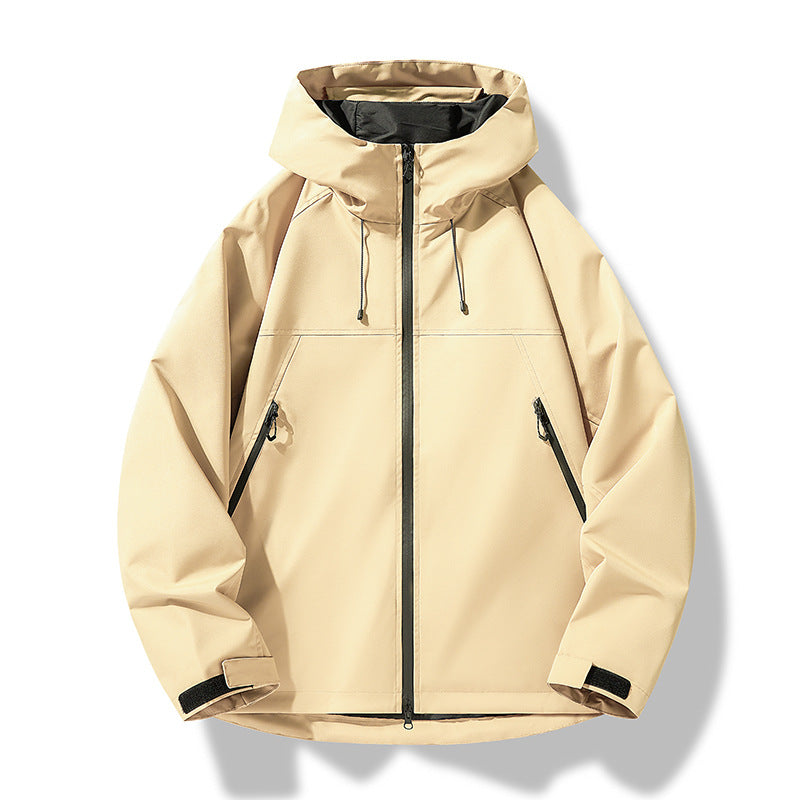 Herren Softshell-Outdoorjacke im Blockdesign mit Kapuze, Reißverschluss und wasserabweisender Beschichtung Drune