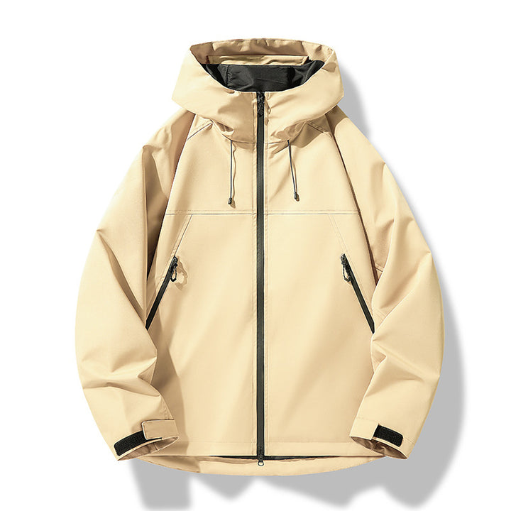 Herren Softshell-Outdoorjacke im Blockdesign mit Kapuze, Reißverschluss und wasserabweisender Beschichtung Drune