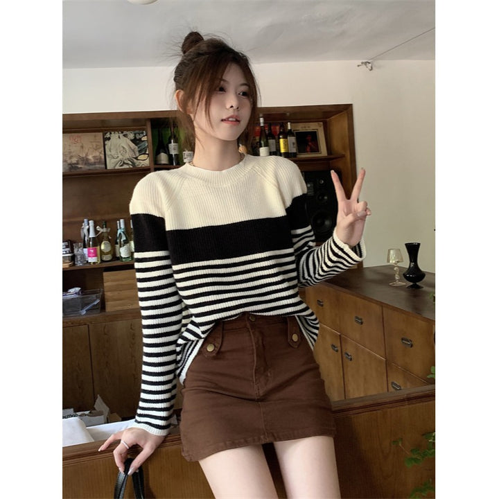 Damen lässiger gestreifter Pullover Drune