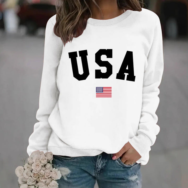 Damen Sweatshirt mit modernem USA-Statement und gemütlicher Passform Drune