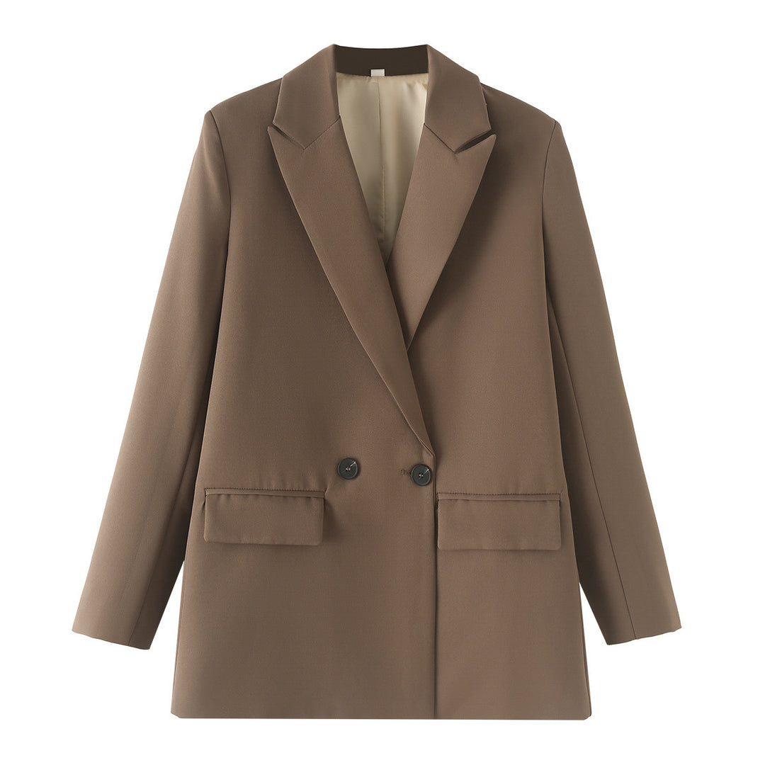 Damen Langer Oversize-Blazer mit markantem Revers, Pattentaschen und leichter Schulterpolsterung Drune