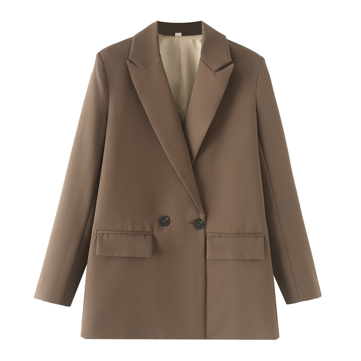 Damen Langer Oversize-Blazer mit markantem Revers, Pattentaschen und leichter Schulterpolsterung Drune