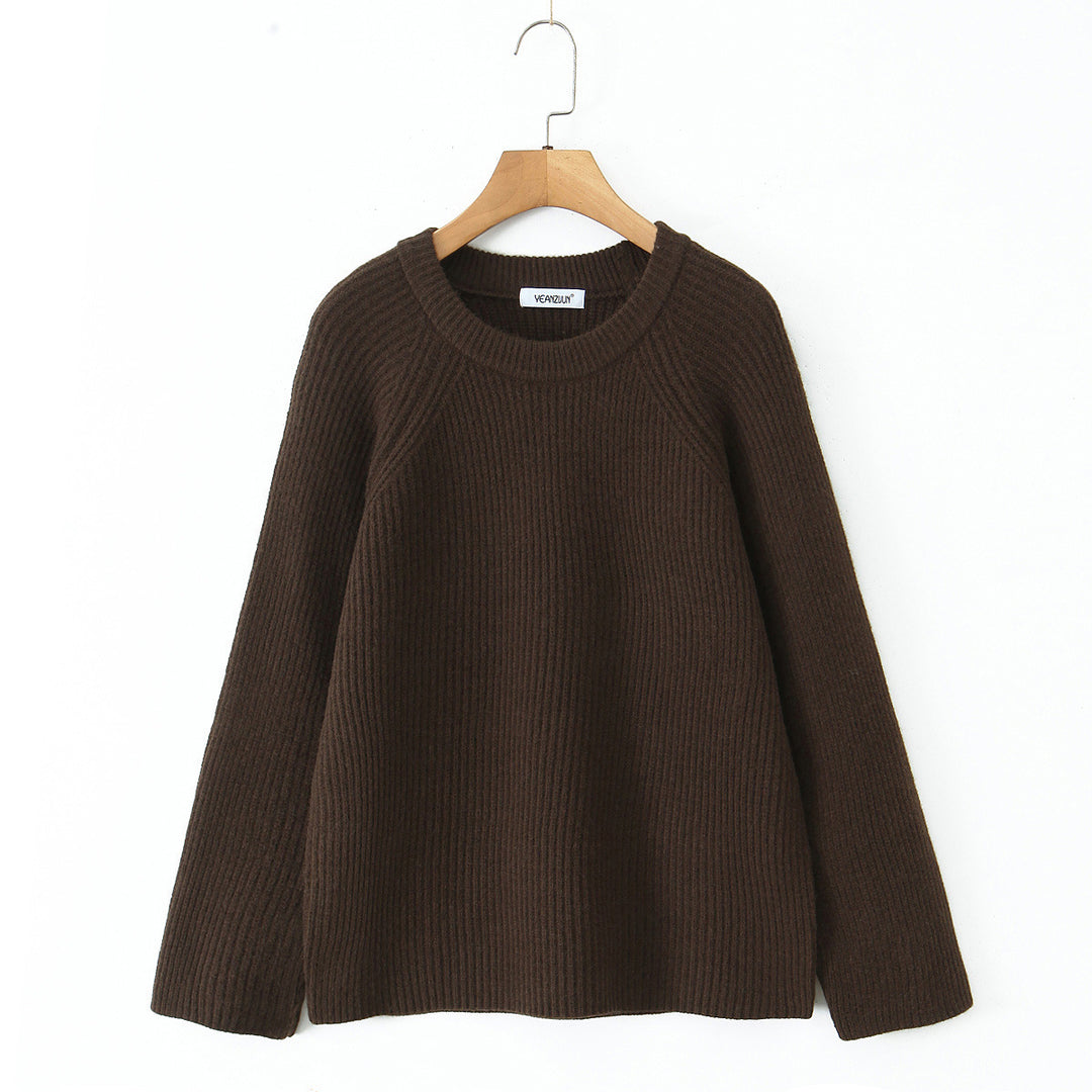 Damen Kuscheliger Strukturpullover mit Rundhalsausschnitt Drune