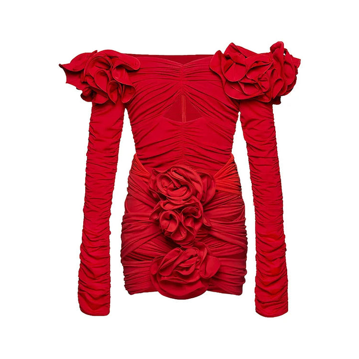 Damen Eleganter Rüschentop mit Blumenmotiven Drune