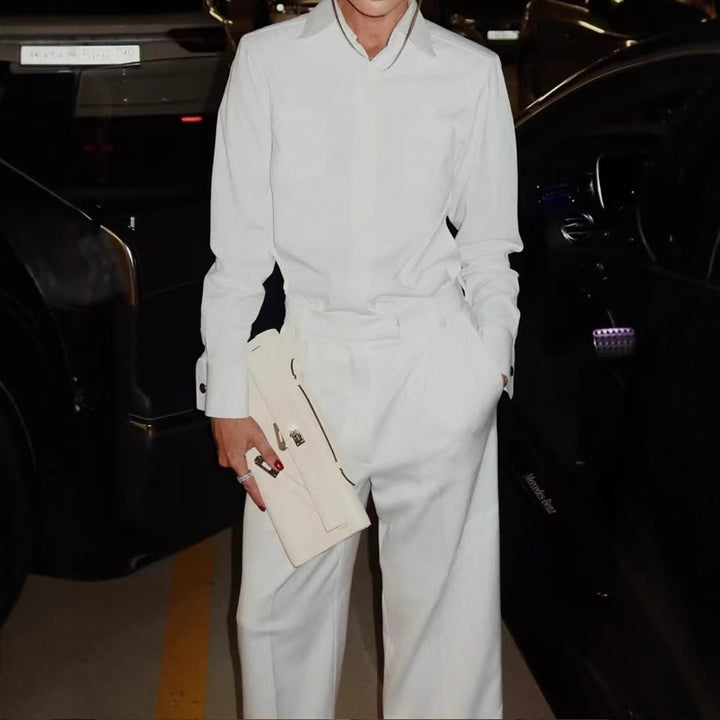 Damen Elegantes Oversized Jumpsuit mit Gürtel und weitem Bein Drune