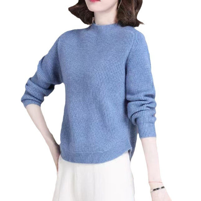 Damen lässiger Strickpullover mit hohem Kragen und weitem Schnitt Drune