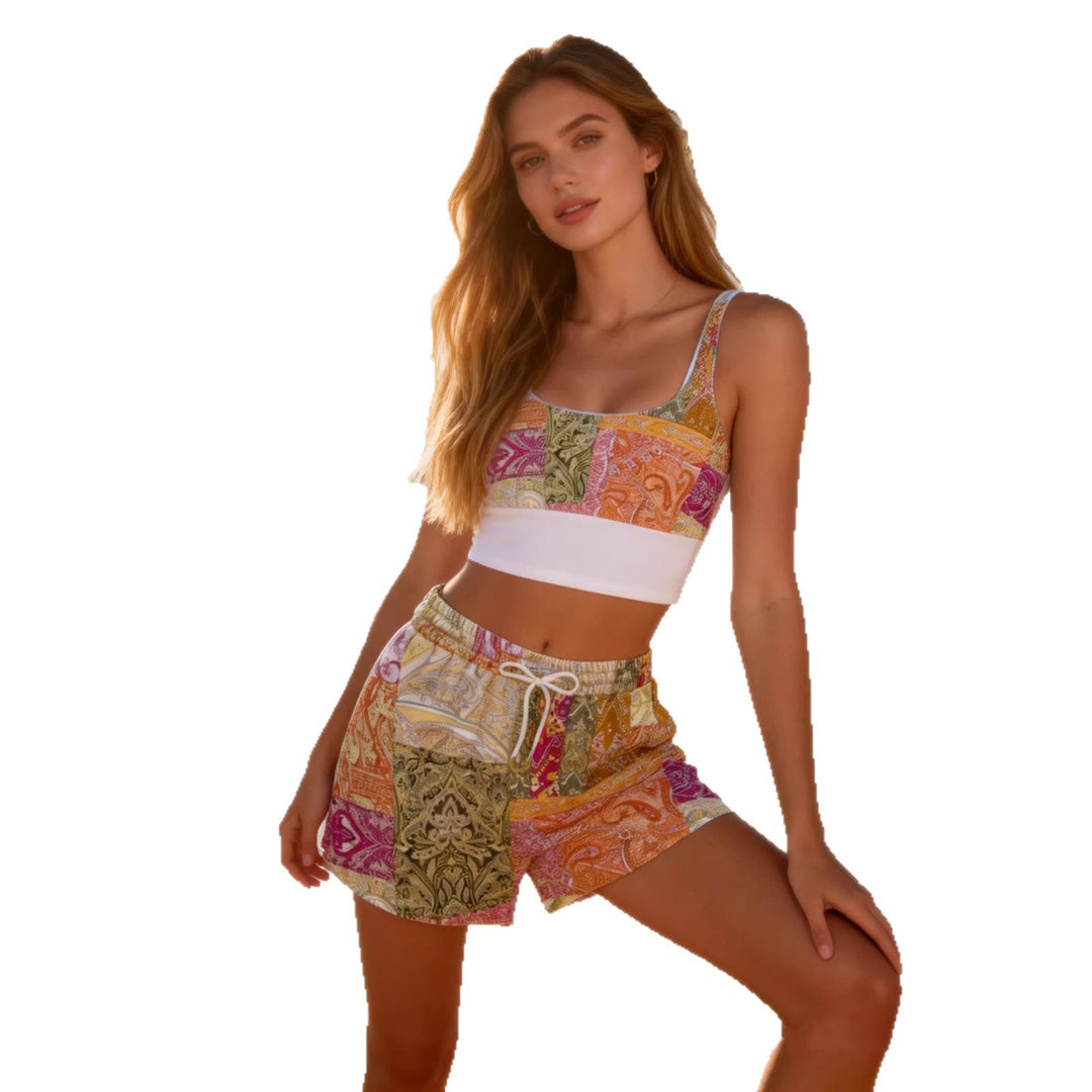 Damen Sommerliches Sporttop und Shorts Set Drune