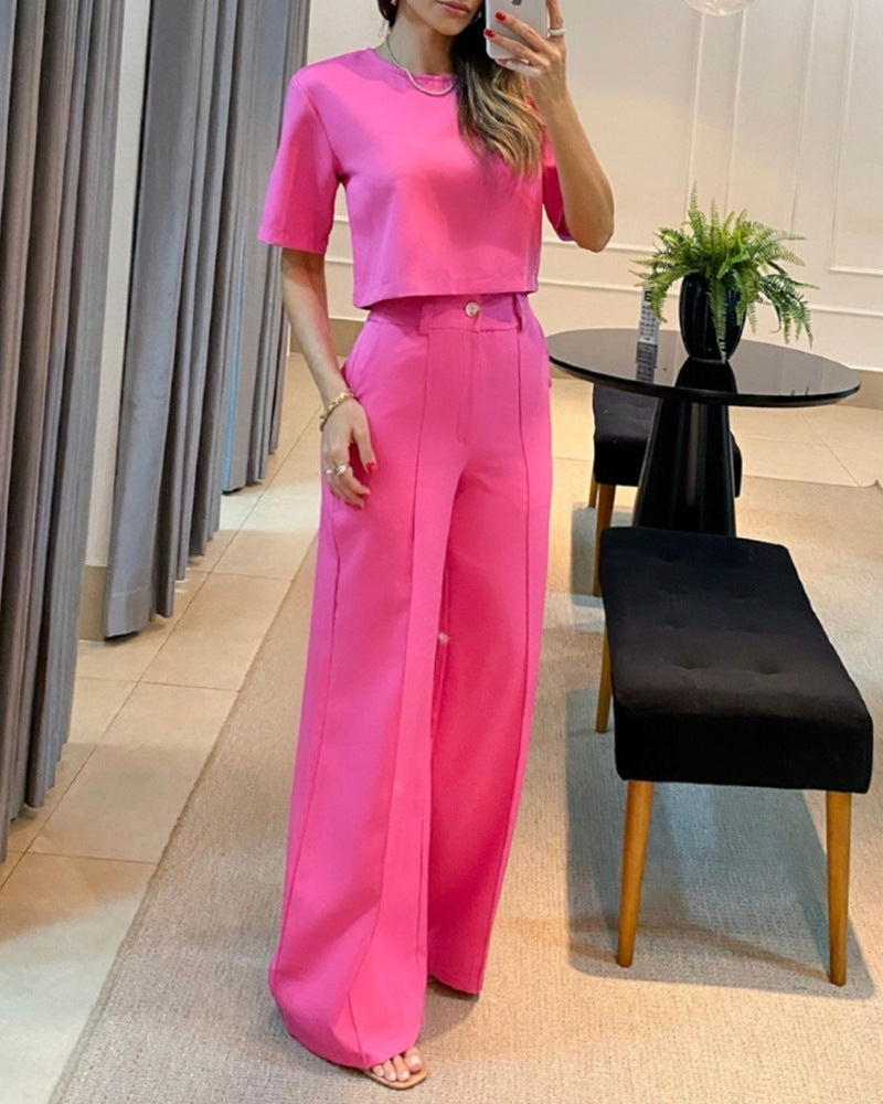 Damen Weit geschnittenes Ensemble aus Oberteil und Hose mit hohem Bund Drune