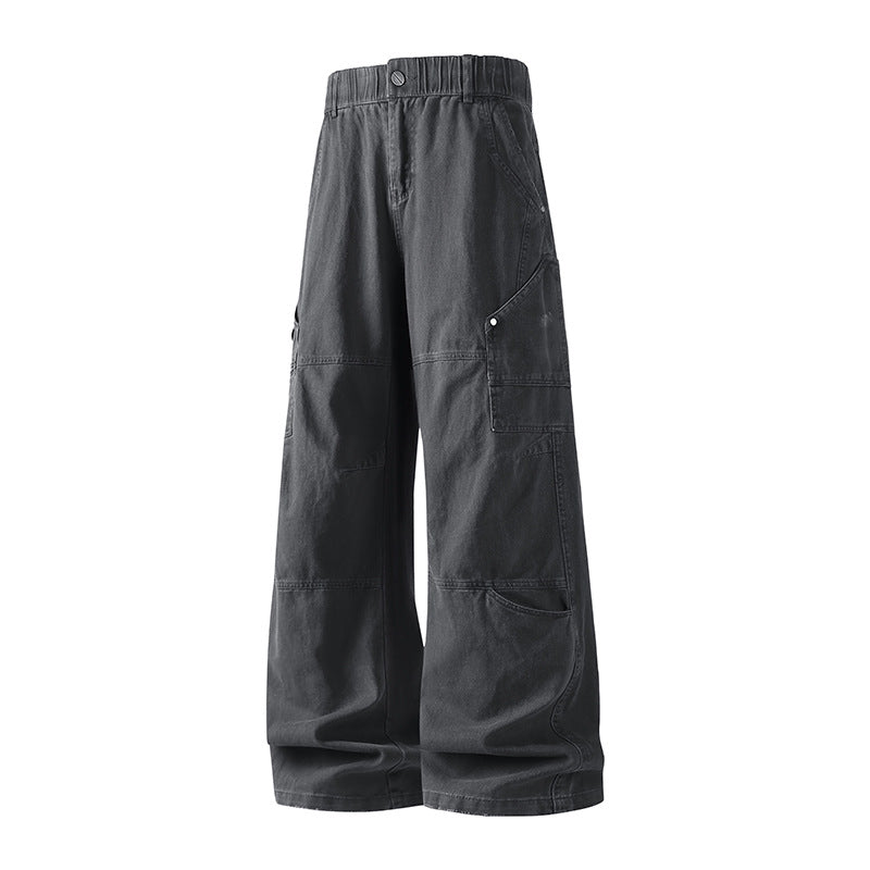 Damen Weite Utility-Cargo-Hose mit elastischem Bund, Multifunktionstaschen und Workwear-Details Drune