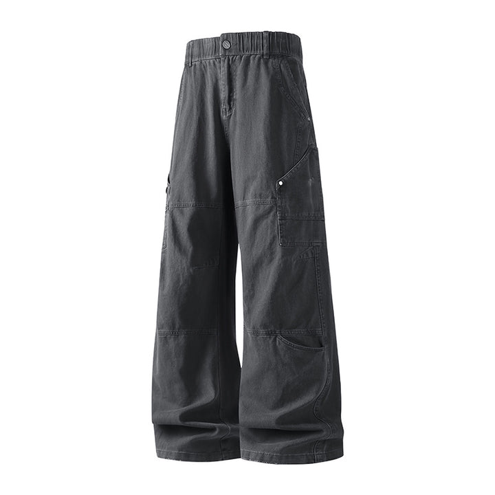 Damen Weite Utility-Cargo-Hose mit elastischem Bund, Multifunktionstaschen und Workwear-Details Drune