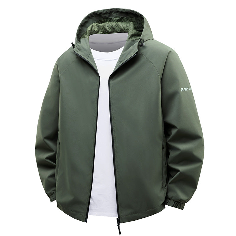 Herren  leichte wasserabweisende Kapuzen-Shell-Jacke mit atmungsaktivem Mesh-Futter Drune