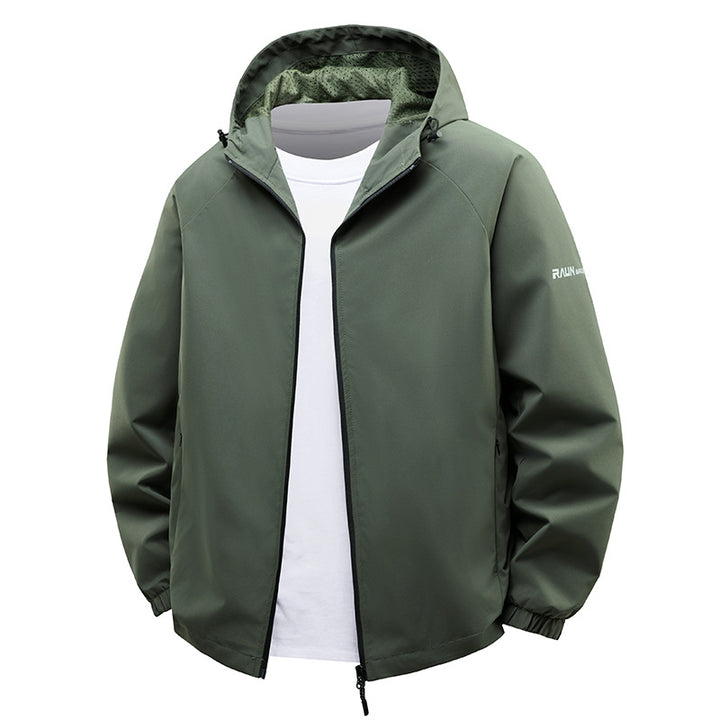 Herren  leichte wasserabweisende Kapuzen-Shell-Jacke mit atmungsaktivem Mesh-Futter Drune