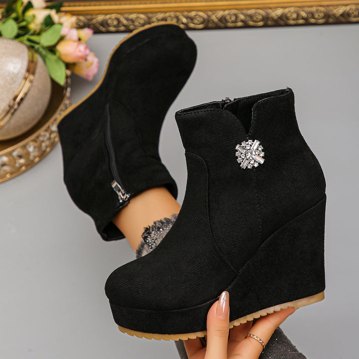 Damen Wedge-Stiefeletten mit Glamourösen Verzierungen Drune