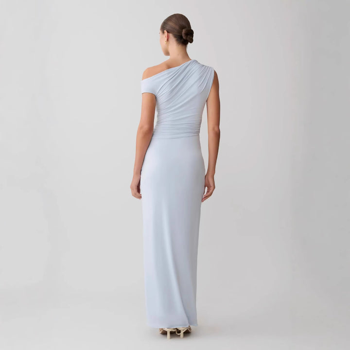 Damen Elegantes Maxi-Kleid mit One-Shoulder Design und hohem Schlitz Drune