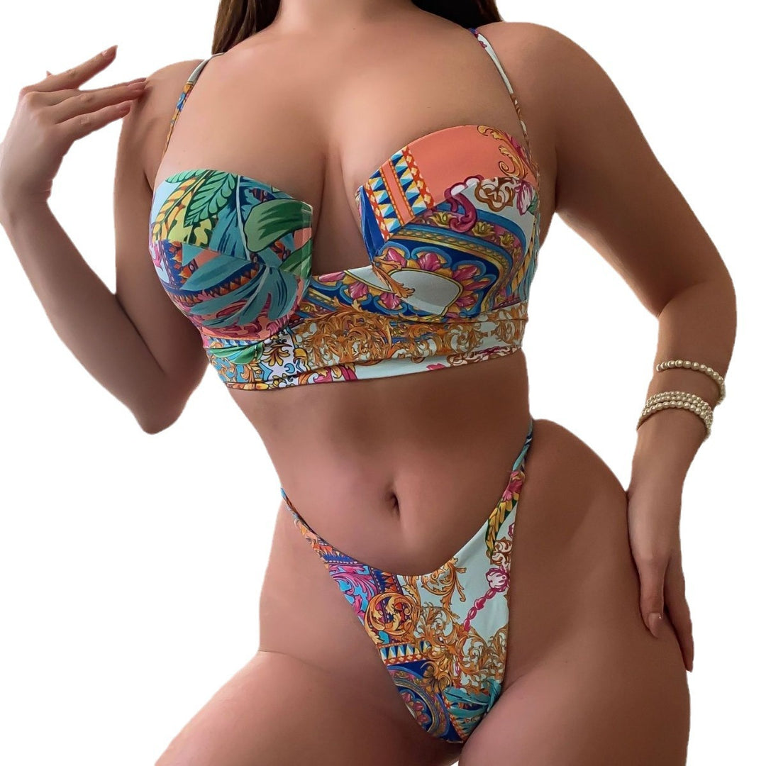 Damen Bügel-Bikini-Set mit floralen Akzenten Drune