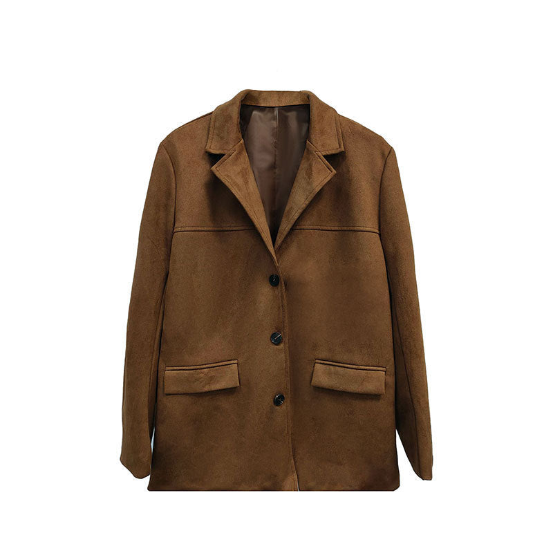 Damen modische Übergangsjacke aus samtähnlichem Material mit praktischen Taschen Drune