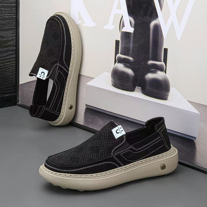 Herren Slip-On Plateau-Sneaker mit perforiertem Veloursleder und gepolstertem Komfortfußbett Drune