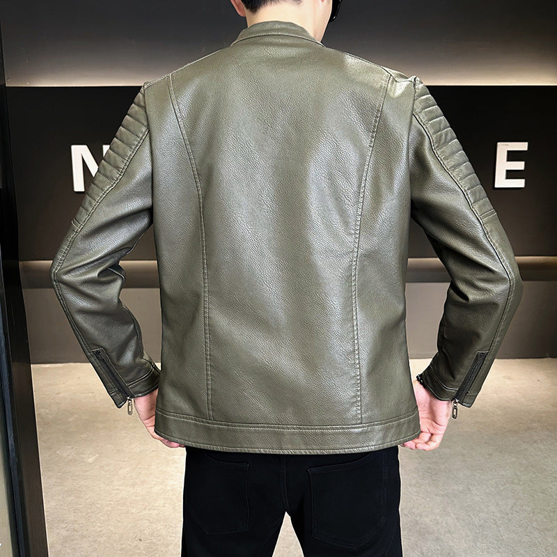Herren Stylische Kunstlederjacke mit Steppdetails Drune