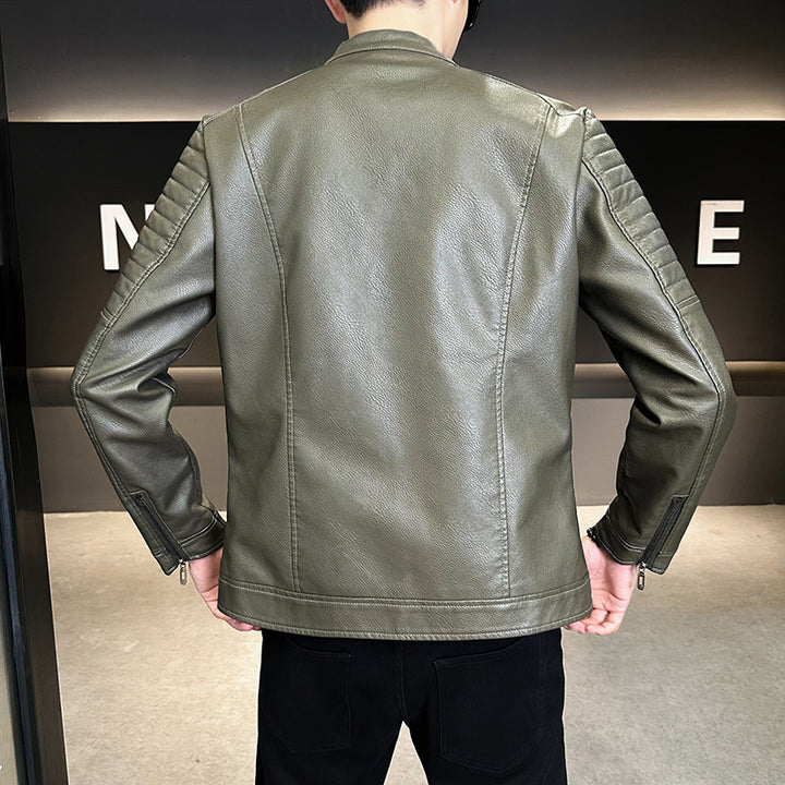 Herren Stylische Kunstlederjacke mit Steppdetails Drune