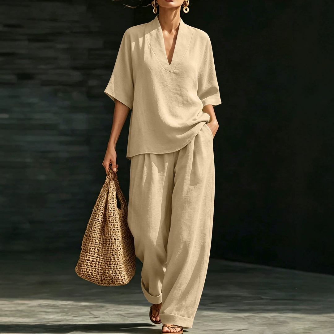 Damen Leichtes Oversize V-Ausschnitt Tunika‑Top mit Kimonoärmeln Drune