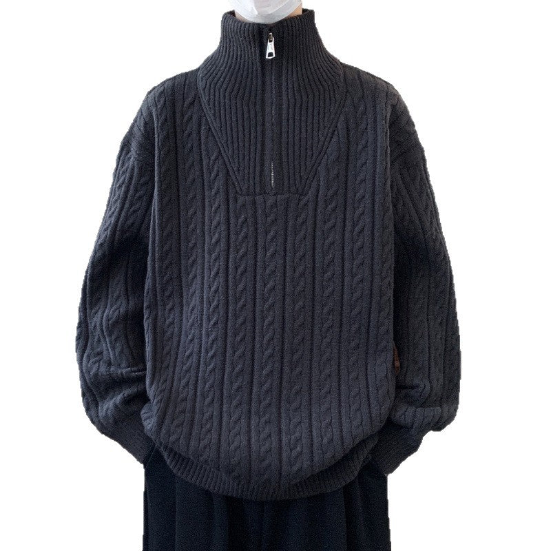 Damen Grobstrickpullover mit Stehkragen Drune