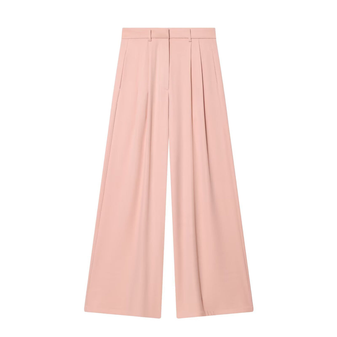 Damen Hochtaillierte Palazzo-Hose mit weitem Bein und Leistentaschen Drune
