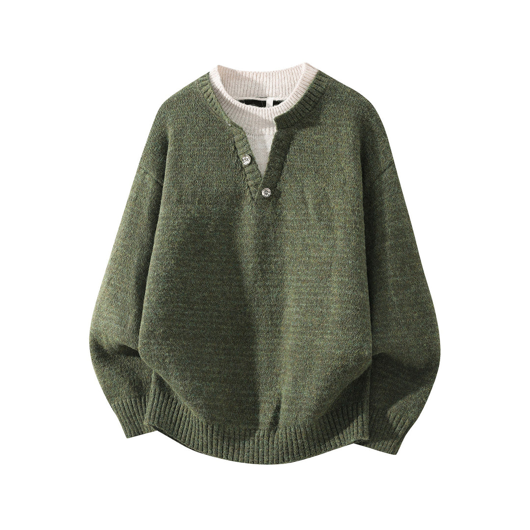 Damen Oversize-Strickpullover mit Henley‑Halbknopfkragen und geripptem Saum Drune