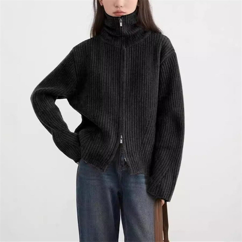 Damen Strickjacke mit sportlichem Reißverschluss und Rippstruktur Drune