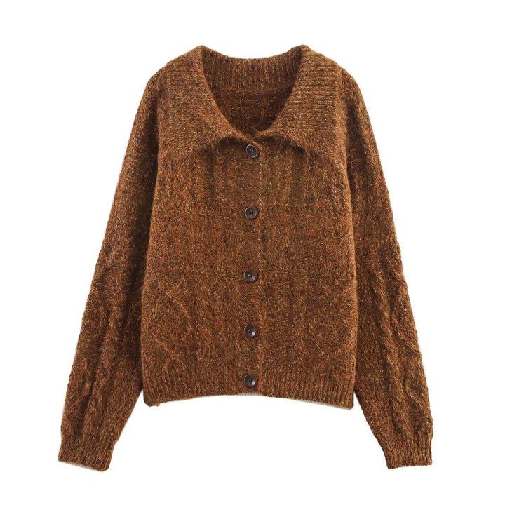 Damen Strickjacke mit weichem Stoff und großen Knöpfen Drune