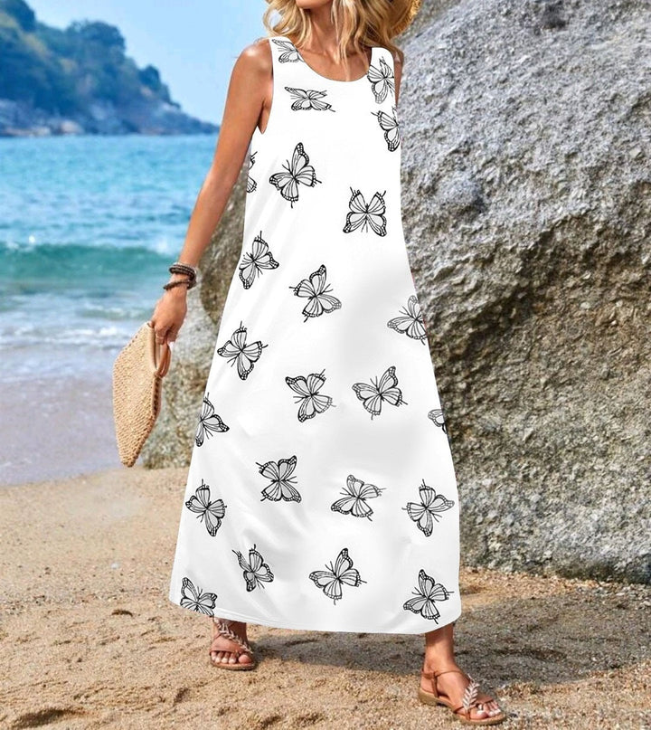 Damen Maxikleid mit einzigartigen Schmetterlingsdruck Drune