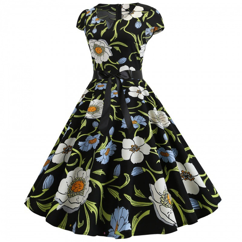 Damen Swingkleid mit floralem Design und eleganter Taillierung Drune