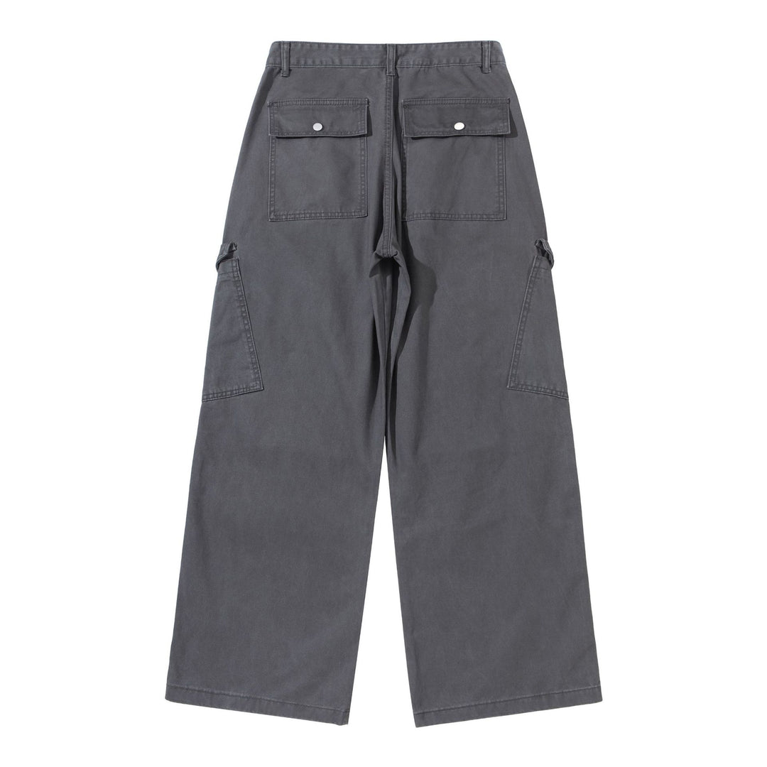 Damen Weite Cargo-Hose aus Baumwoll-Twill mit hoher Taille und aufgesetzten Klappentaschen Drune